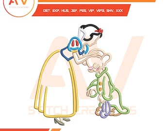 Forest Princess Gentle Dwarf Whistle in the Woods Machine Embroidery Design, PES JEF DST 4x4 5x7 8x8