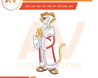 Phony King Lion Crown Jewel Greedy Villain Forest Machine Embroidery Design, PES JEF DST 4x4 5x7 8x8 Hoop Sizes