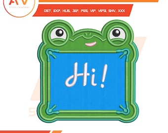 Frog Tablet Toy. Applique Design. Machine Embroidery File. 4x4, 5x7, 8x8 Hoop Sizes.