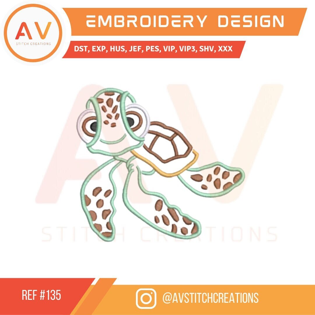 Turtle Squirt. Embroidery Design. Machine Embroidery File. (4x4, 5x7 ...