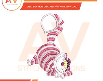 Cheshire Cat. Alice in Wonderland. Embroidery Design. Machine Embroidery File. 4x4, 5x7, 8x8 Hoop Sizes.