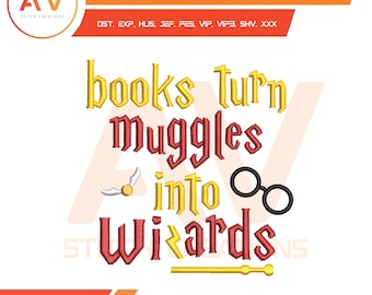 Magic School Quote. Machine Embroidery Design, PES JEF DST 4x4 5x7 8x8