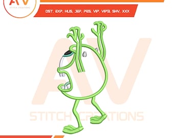 Green Monster. Embroidery Design. Machine Embroidery File. 4x4, 5x7, 8x8 Hoop Sizes.