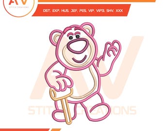 Strawberry Bear. Hugs Toy Friend. Embroidery Design. Machine Embroidery File. 4x4, 5x7, 8x8 Hoop Sizes.