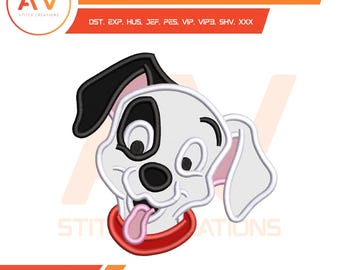 Spotted Puppy Black White Dots Applique Machine Embroidery Design, PES JEF DST 4x4 5x7 8x8