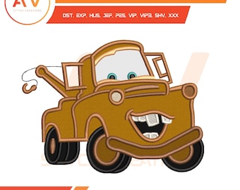 Rostiger Abschleppwagen Beste Freund Straße Abenteuer Applikation Maschinenstickerei, PES JEF DST 5x7 8x8 Rahmengrößen