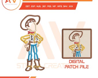 Diseño de bordado a máquina de vaquero de juguete Sheriff, patrón de juguetes mágicos para camisetas infantiles, descarga instantánea PES JEF DST, aros de 4x4 5x7 8x8