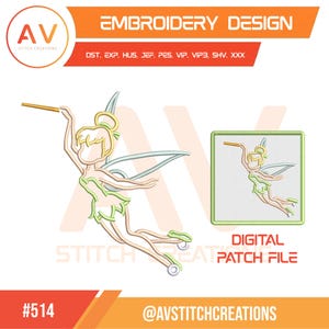 Green Fairy Magic Machine Embroidery Design, Pixie Dust Digital File, PES JEF DST 4x4 5x7 8x8