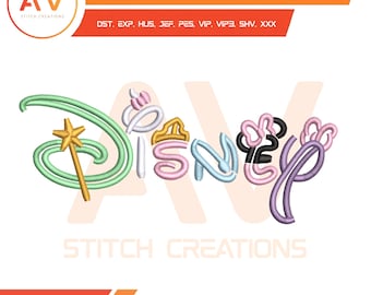 Walt World Kingdom. Machine Embroidery Design, PES JEF DST 4x4 5x7 8x8