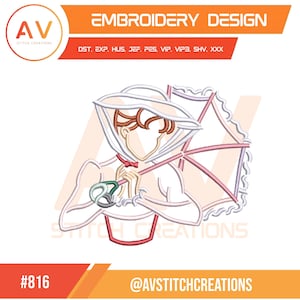 Praktisch perfecte oppas magische paraplu London Lady machineborduurontwerp, PES JEF DST 4 x 4 5 x 7 8 x 8