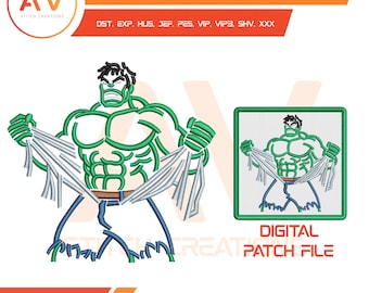 Super Strong Green Hero. Embroidery Pattern. Machine Embroidery File. 4x4, 5x7, 8x8 Hoop Sizes.