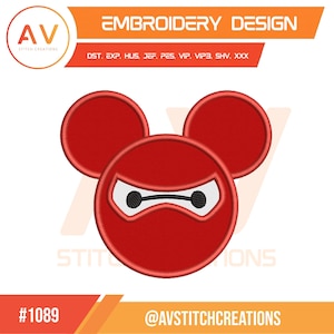 May include: Red embroidery design featuring a ninja-style character with three circular shapes. The design includes the text "EMBROIDERY DESIGN" and the logo "AV STITCH CREATIONS". The design also includes the text "#1089" and "@AVSTITCHCREATIONS".