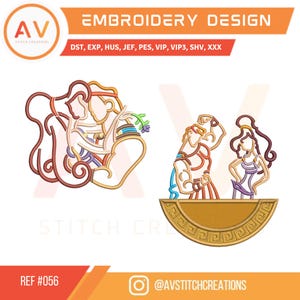 Hercules & Megara. Embroidery Pattern. Machine Embroidery File. 4x4, 5x7, 8x8 Hoop Sizes.