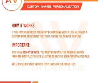 ADD-ON: Individuelle Namens-Personalisierung | Text zu Stickdatei hinzufügen | Personalisierte Namen Digitalisierungsservice | 48h Lieferzeit