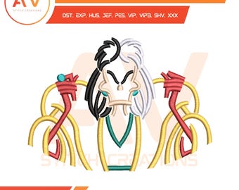 Spotted Fashion Diva Half Black White Hair Couture Machine Embroidery Design, PES JEF DST 4x4 5x7 8x8