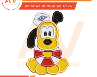 Sailor-Welpe. Zauberhafte Kreuzfahrt. Maschinenstickerei Applikation, PES JEF DST 4x4 5x7 8x8