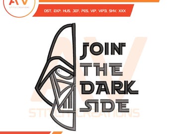 Sluit je aan bij de Dark Side. Borduurpatroon. Machineborduurbestand. 4 x 4, 5 x 7, 8 x 8 ringformaten.