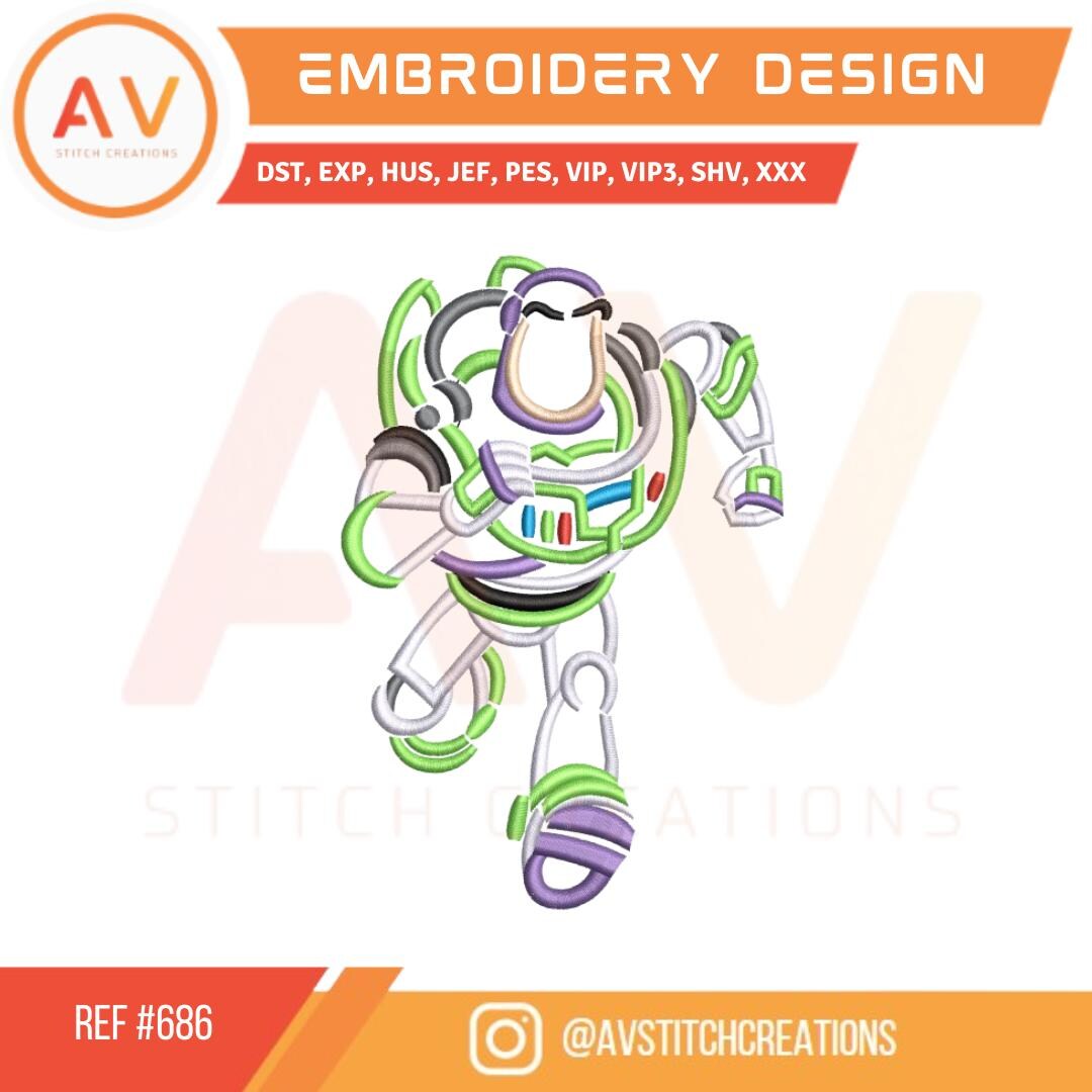 686 Space Ranger. Outline Stitch Embroidery. Embroidery Design. Machine ...