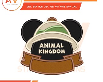 Wild Adventure Mouse Ears. Applique Design. Machine Embroidery File, 4x4, 5x7, 8x8 Hoop Sizes.
