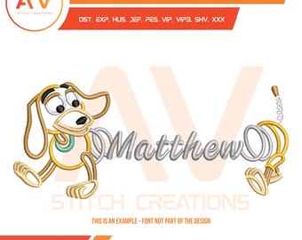 Spring Dog Machine Embroidery Design, Stretch Daschund Toy Digital File, PES JEF DST 5x7 8x8