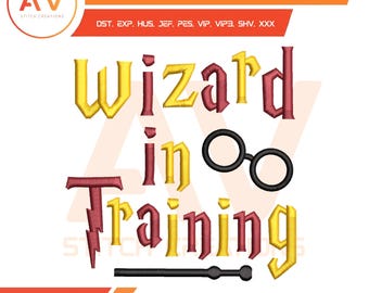 Wizard In Training Magic School Toddler Boy Quote Machine Embroidery Design, PES JEF DST 4x4 5x7
