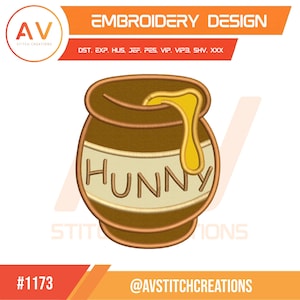 Yellow Honey Pot Golden Drip Hunny Jar Applique Machine Embroidery Design, PES JEF DST 4x4 5x7 8x8
