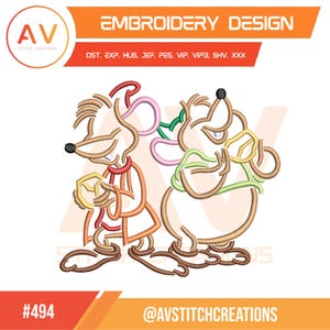 Tailor Mice Sewing Helpers Cinder Friends Mouse Duo Machine Embroidery Design, PES JEF DST 4x4 5x7 8x8