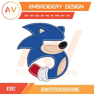Blue Hedgehog Number 5 Fast Speedster Birthday Applique Machine Embroidery Design, PES JEF DST 4x4 5x7 8x8