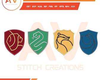 Wizard School Magic Applique Machine Embroidery Design, PES JEF DST 4x4 5x7 8x8