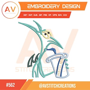 May include: An embroidery design featuring a stylized teal creature holding a scroll that reads "HERKULADE". The design includes the text "EMBROIDERY DESIGN" and "AV STITCH CREATIONS". The design is labeled with the number "#562".