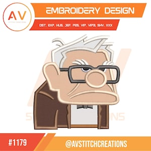 May include: An embroidery design featuring a cartoon character with glasses and a bow tie. The design includes the text "EMBROIDERY DESIGN" and the logo of "AV STITCH CREATIONS". The design is labeled with the number "#1179" and the Instagram handle "@AVSTITCHCREATIONS".