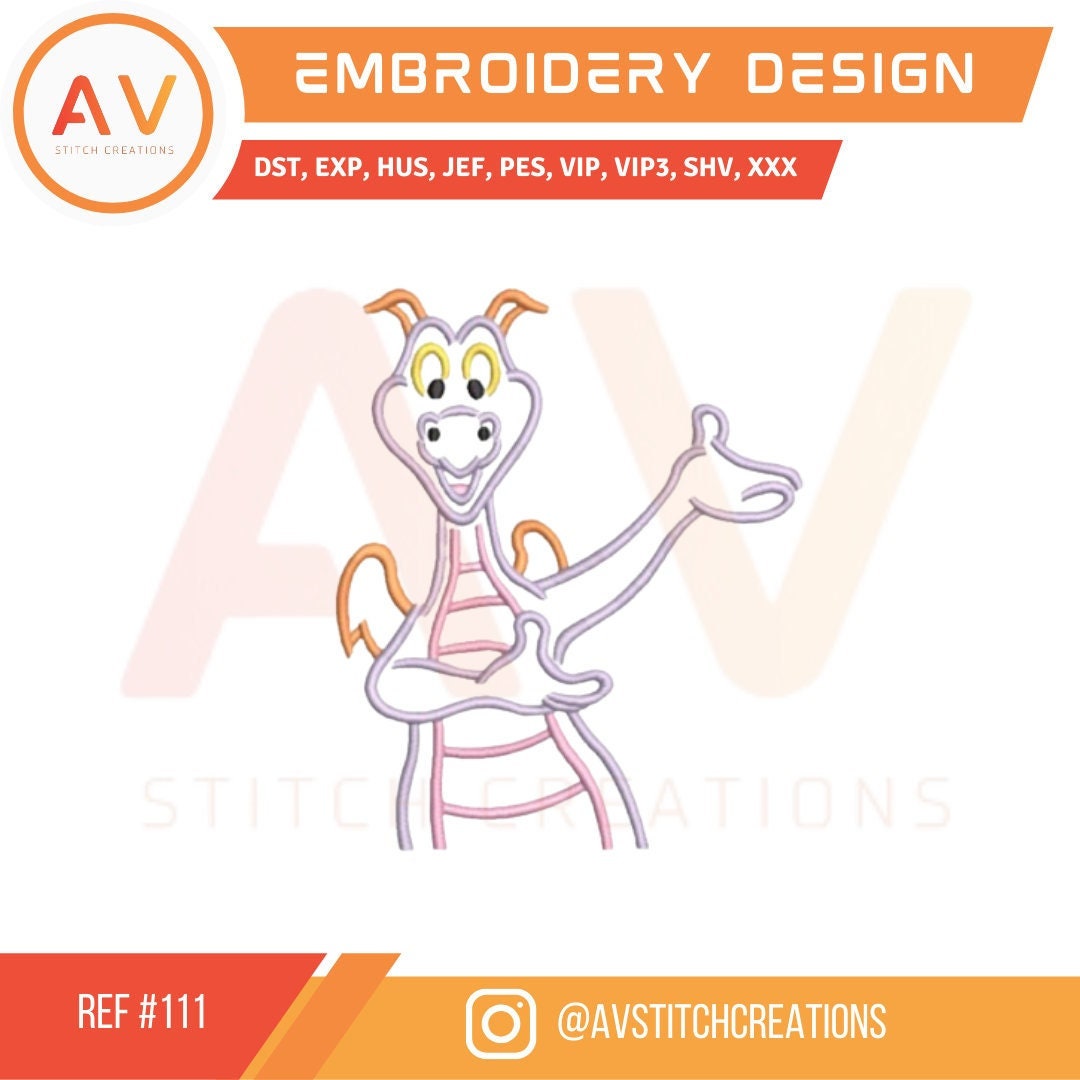 111 Figment Dragon. Magic World. Outline Stitch Embroidery. Embroidery