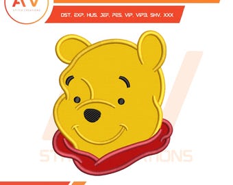 Honey Bear. Applique Design. Machine Embroidery File, 4x4, 5x7, 8x8 Hoop Sizes.
