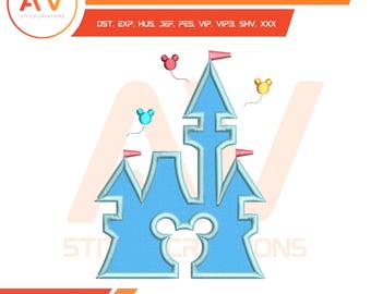 Magic World Castle Fairytale Kingdom Princess Applique motif de broderie Machine, PES JEF DST 4 x 4 5 x 7 8 x 8