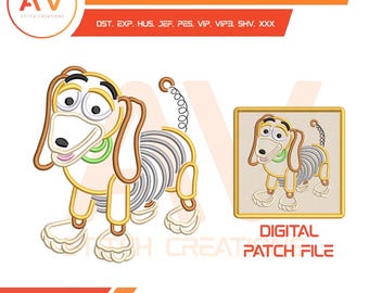 Spring Dog Toy Brown Dachshund Puppy Machine Embroidery Design, PES JEF DST 4x4 5x7 8x8