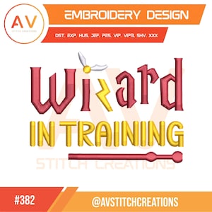 Wizard In Training. Embroidery Design. Machine Embroidery File. 4x4, 5x7, 8x8 Hoop Sizes.