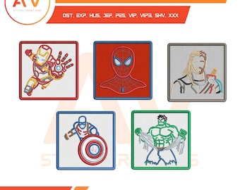 Comic Book Mighty Heroes. Patches Designs Bundle. Machine Embroidery Design, PES JEF DST 4x4 5x7