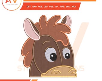 Cowboy Horse Toy Machine Embroidery Applique Design, PES JEF DST 4x4 5x7 8x8