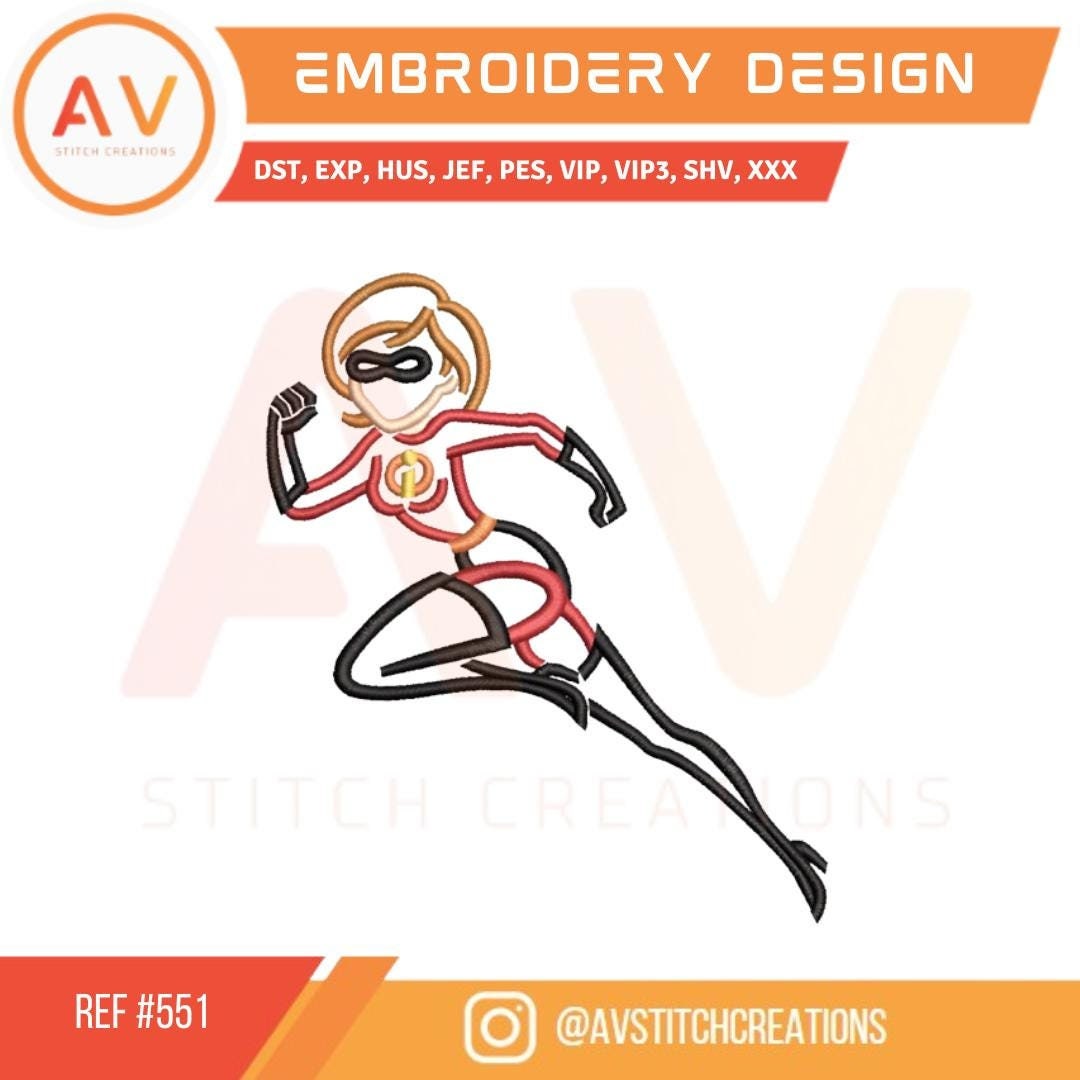 551 Elastigirl. the Incredibles. Outline. Machine Embroidery Design ...