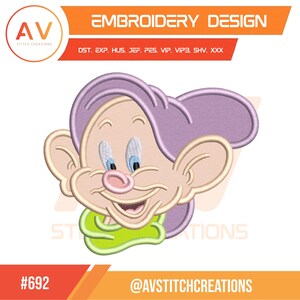 Lustige Zwerg Silly Freund Märchenwald Applikation Maschinenstickerei, PES JEF DST 4x4 5x7 8x8 Bild 1