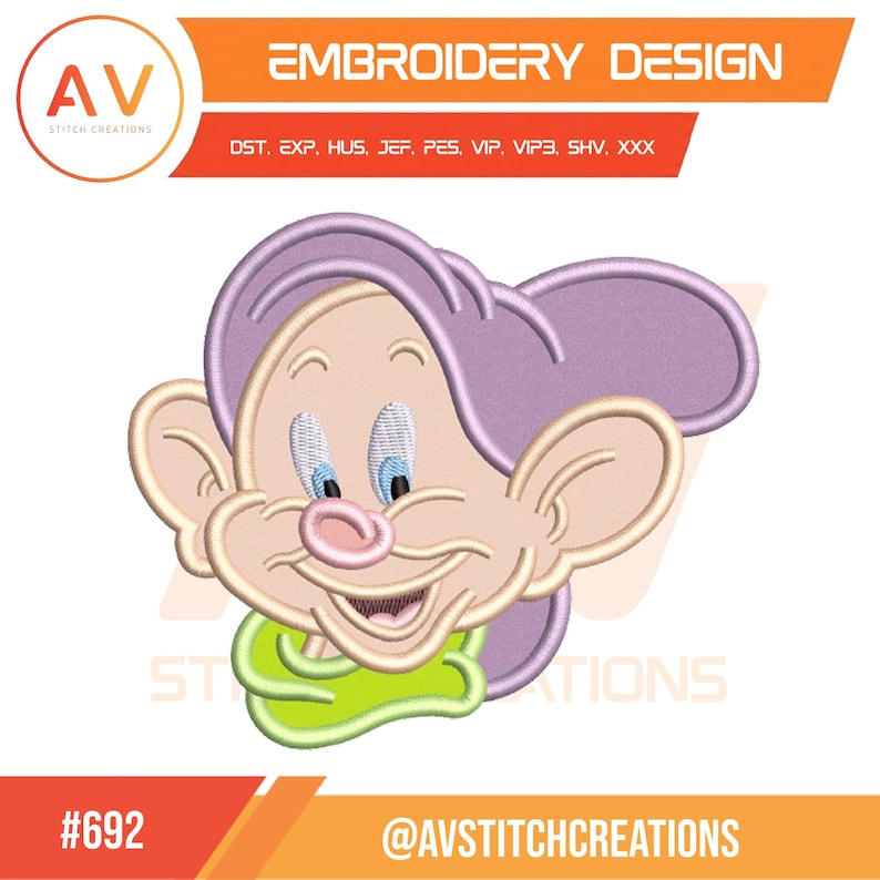 Lustige Zwerg Silly Freund Märchenwald Applikation Maschinenstickerei, PES JEF DST 4x4 5x7 8x8 Bild 1