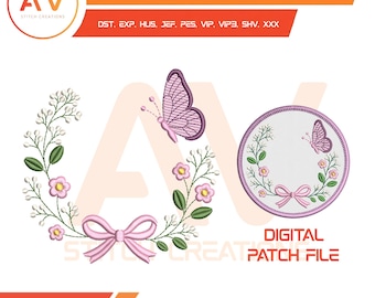 Floral Monogram. Embroidery Design, PES JEF DST 4x4 5x7 8x8