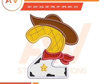 Sheriff Toy Western Held Zahl 2 Maschinenstickerei Applikation, PES JEF DST 4x4 5x7 8x8