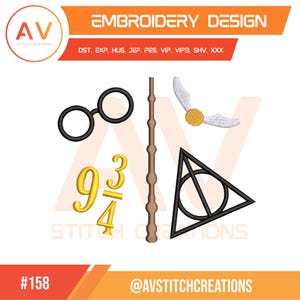 Wizard School. Embroidery Design. Machine Embroidery File. 4x4, 5x7, 8x8 Hoop Sizes.