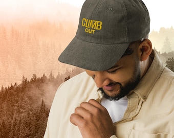 Casquette vintage en velours côtelé avec logo Climb Out et broderie dorée