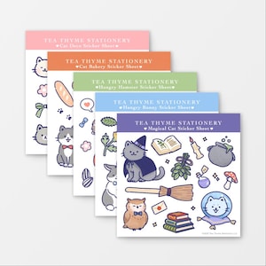 Any 5 Animal Sticker Sheets 3.75" x 3.75" Waterproof Vinyl Stickers, Cute Animal Sticker, Stickers for Journal