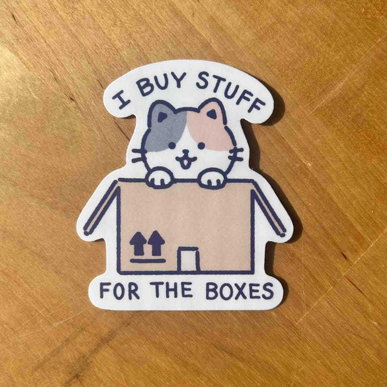 Box Lover Cat Sticker Waterproof Vinyl Die Cut Stickers, Cat Sticker ...