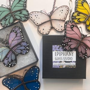 Art Nouveau Stained Glass Butterflies - 3”