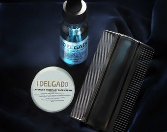 I, Delgado Skincare 3 Piece Men's Beard Oil Gift Set ( SANDALWOOD AND VETIVER Beard Oil, Lavender and Rosemary Face Cream, 2 way Beard Comb)