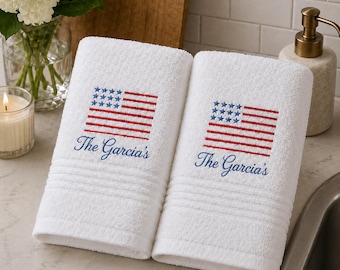 Embroidered Hand Towel | Patriotic Gift | Custom Hand Towel | Hostess Gift Ideas | Housewarming Gift | 4th of July Towels | America 250th